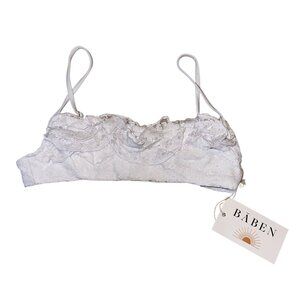 NWT Baben Bardot White Lace Swim Bikini Top Women's X-Small XS
